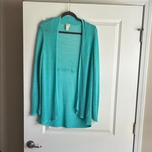 Chico's Turquoise Open Front Cardigan